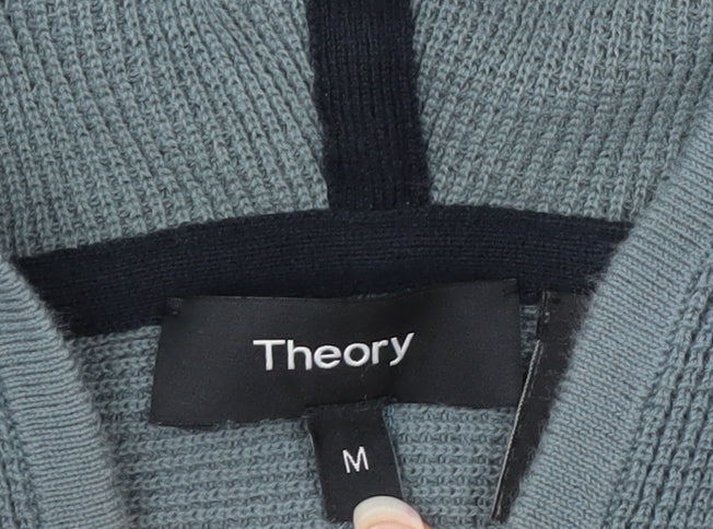 Theory Mens Grey Cotton Full Zip Hooded Jumper M