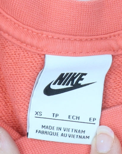 Nike Womens Coral Crew Neck Pullover Sweatshirt XS Cotton Blend
