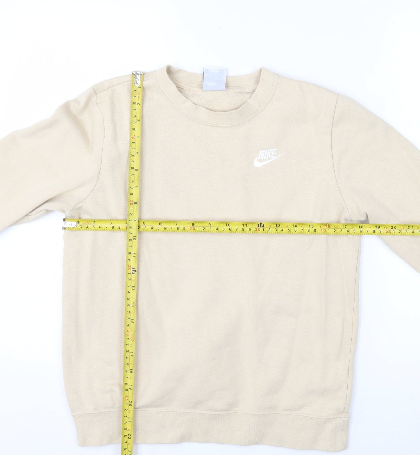 Nike Mens Beige XS Crew Neck Sweatshirt Cotton Blend Fleece