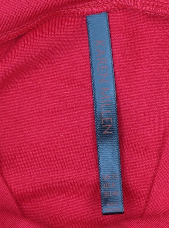 Karen Millen Women's Red Off Shoulder Long Sleeve Slim Fit Jersey Top Size 12