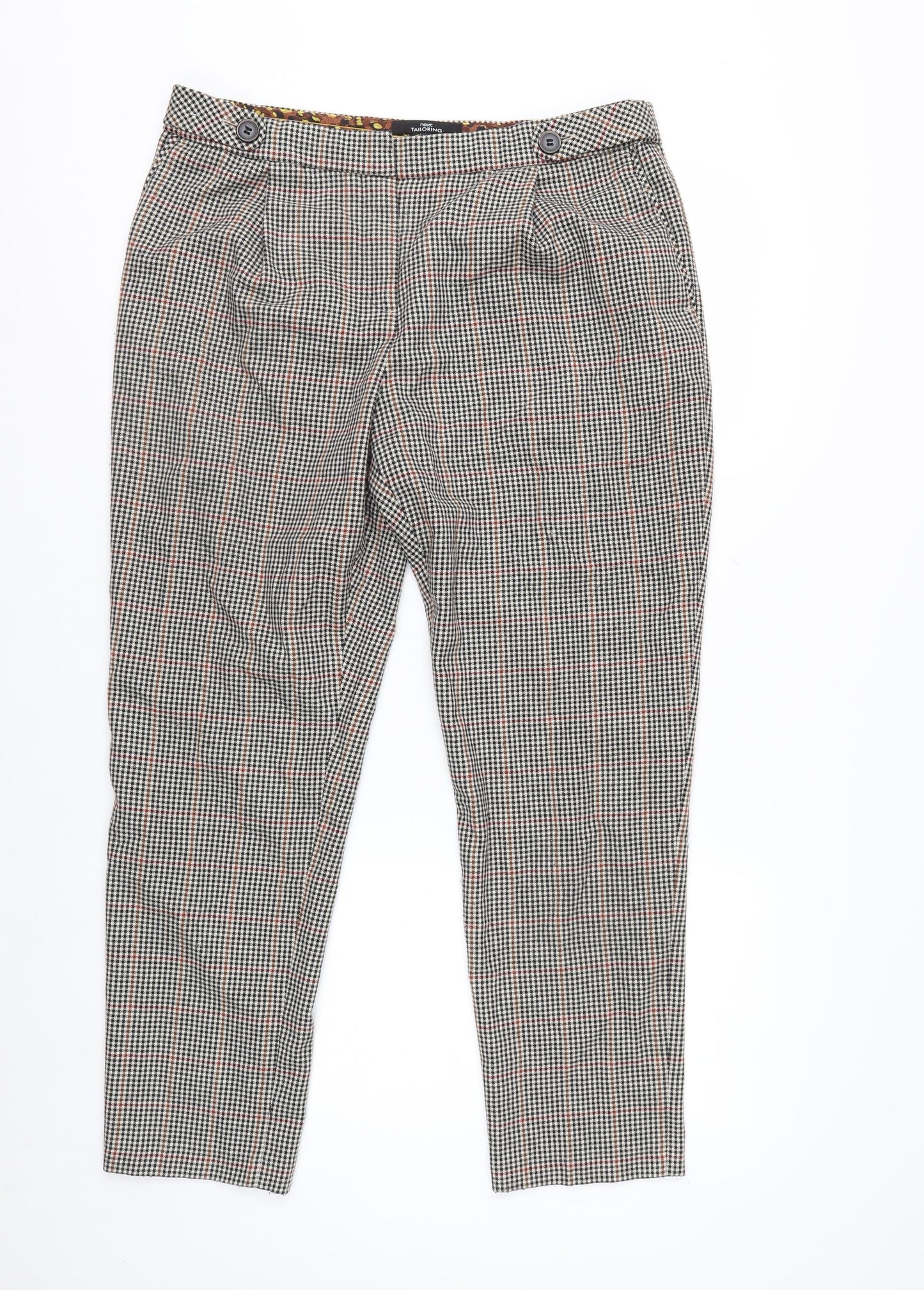 Next Womens Multicoloured Slim Fit Check Trousers Size 12L