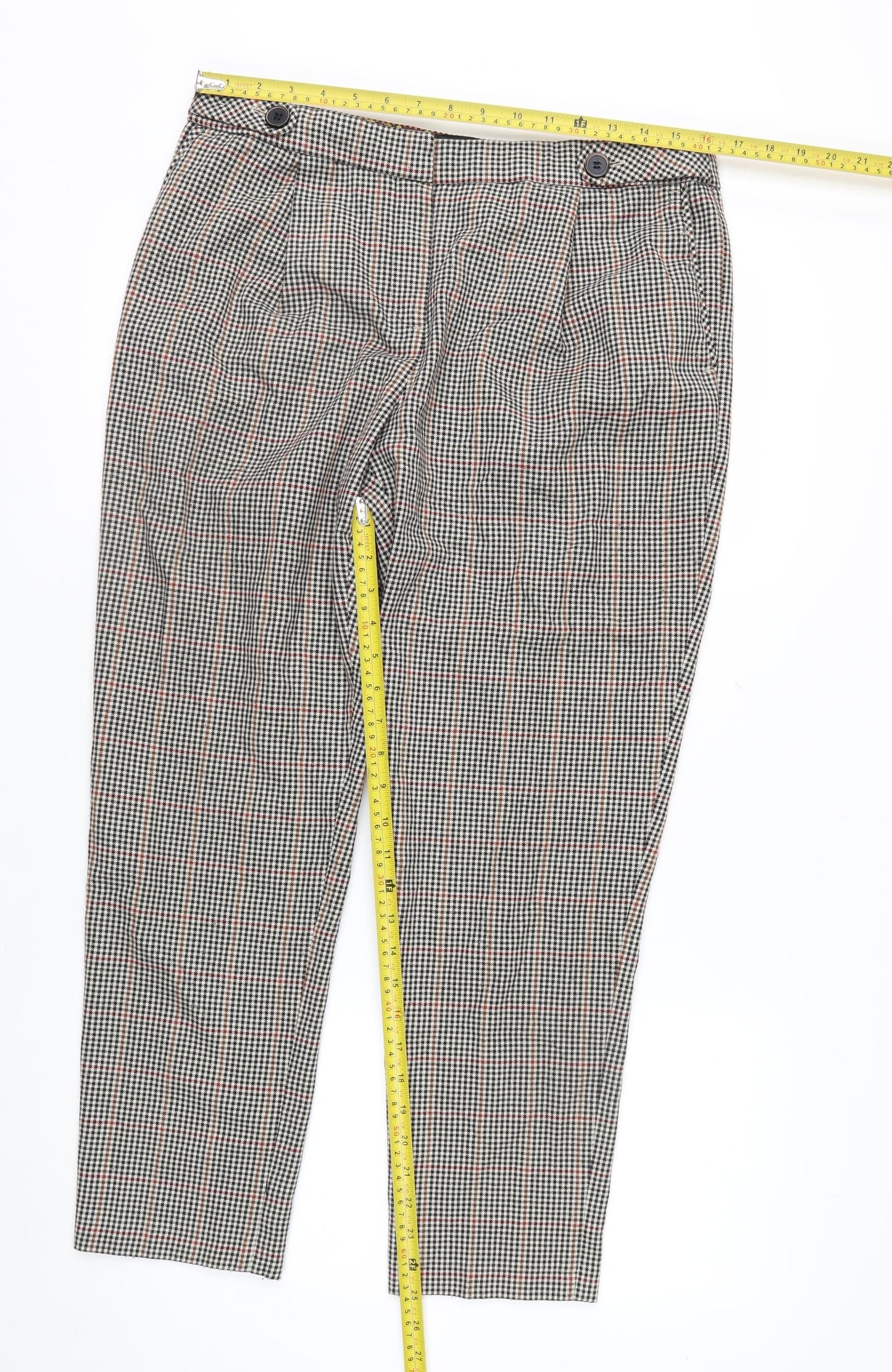 Next Womens Multicoloured Slim Fit Check Trousers Size 12L