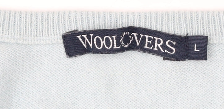 WoolOvers Men's Blue Cotton Cashmere V-Neck Sleeveless Jumper L