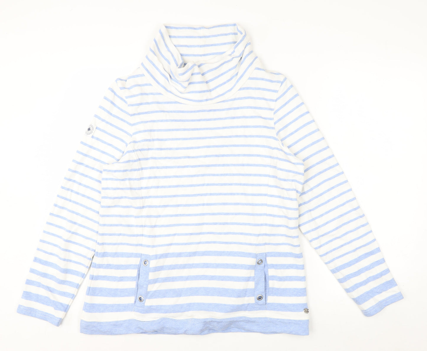 Maine New England Women's Blue White Stripe Pullover Sweatshirt Size 16