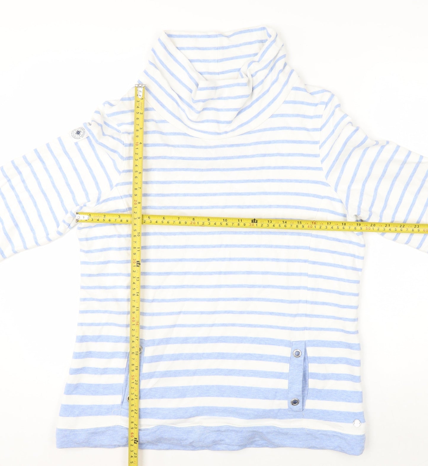Maine New England Women's Blue White Stripe Pullover Sweatshirt Size 16