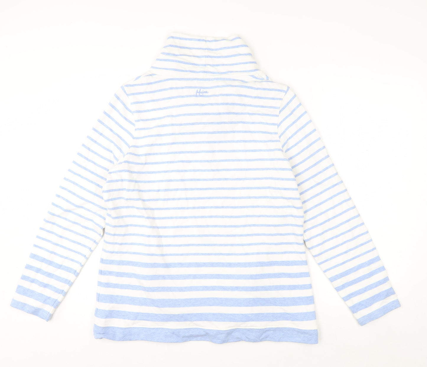 Maine New England Women's Blue White Stripe Pullover Sweatshirt Size 16