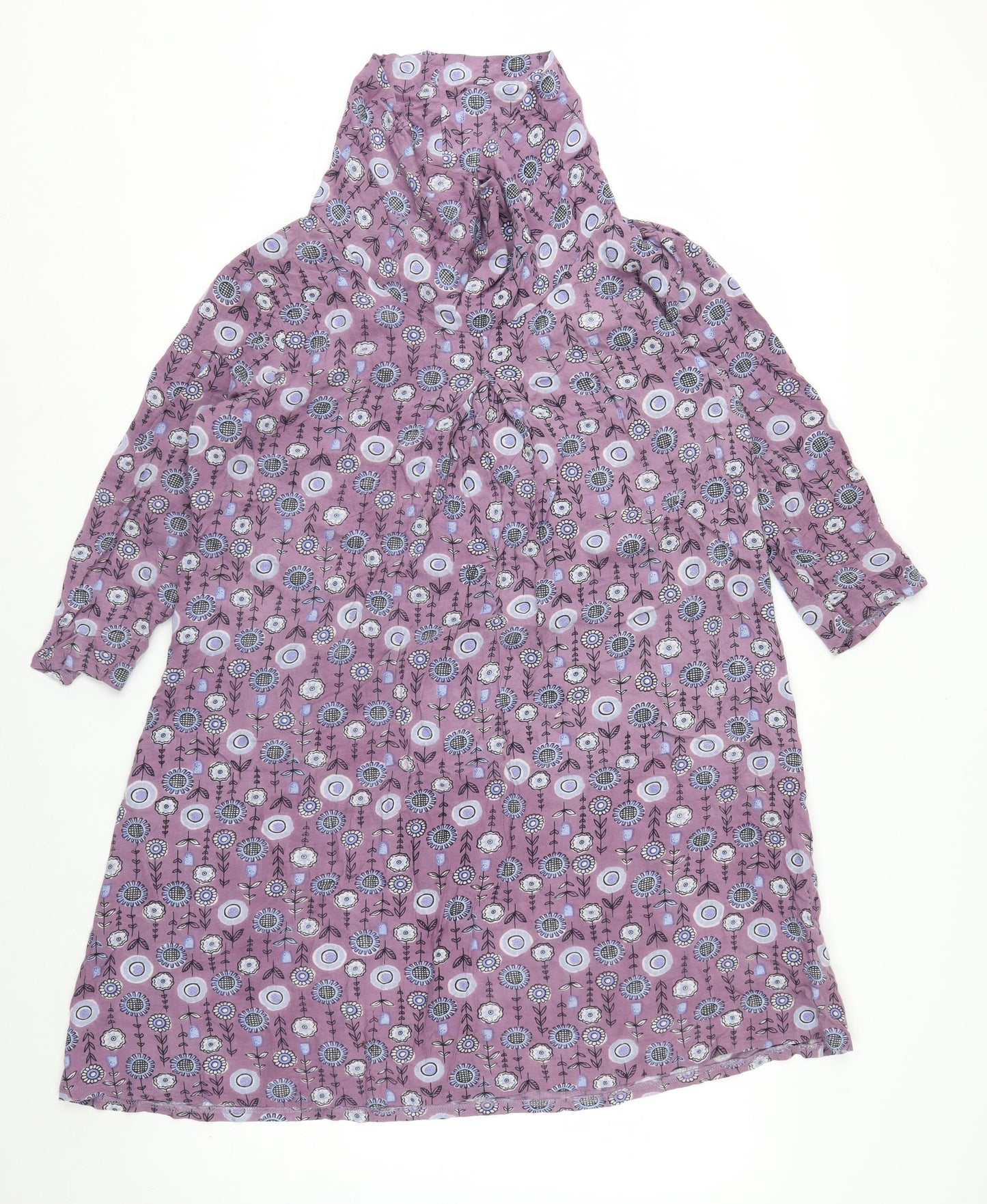 Alice Collins Women Purple Floral Viscose A-Line Knee Dress Size 16
