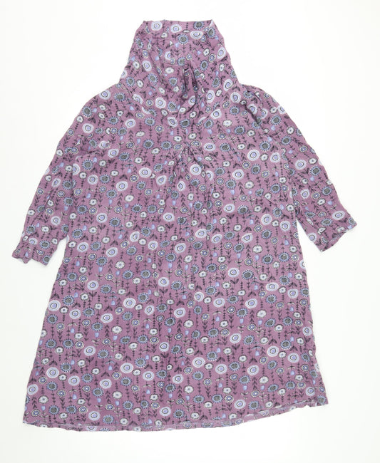 Alice Collins Women Purple Floral Viscose A-Line Knee Dress Size 16