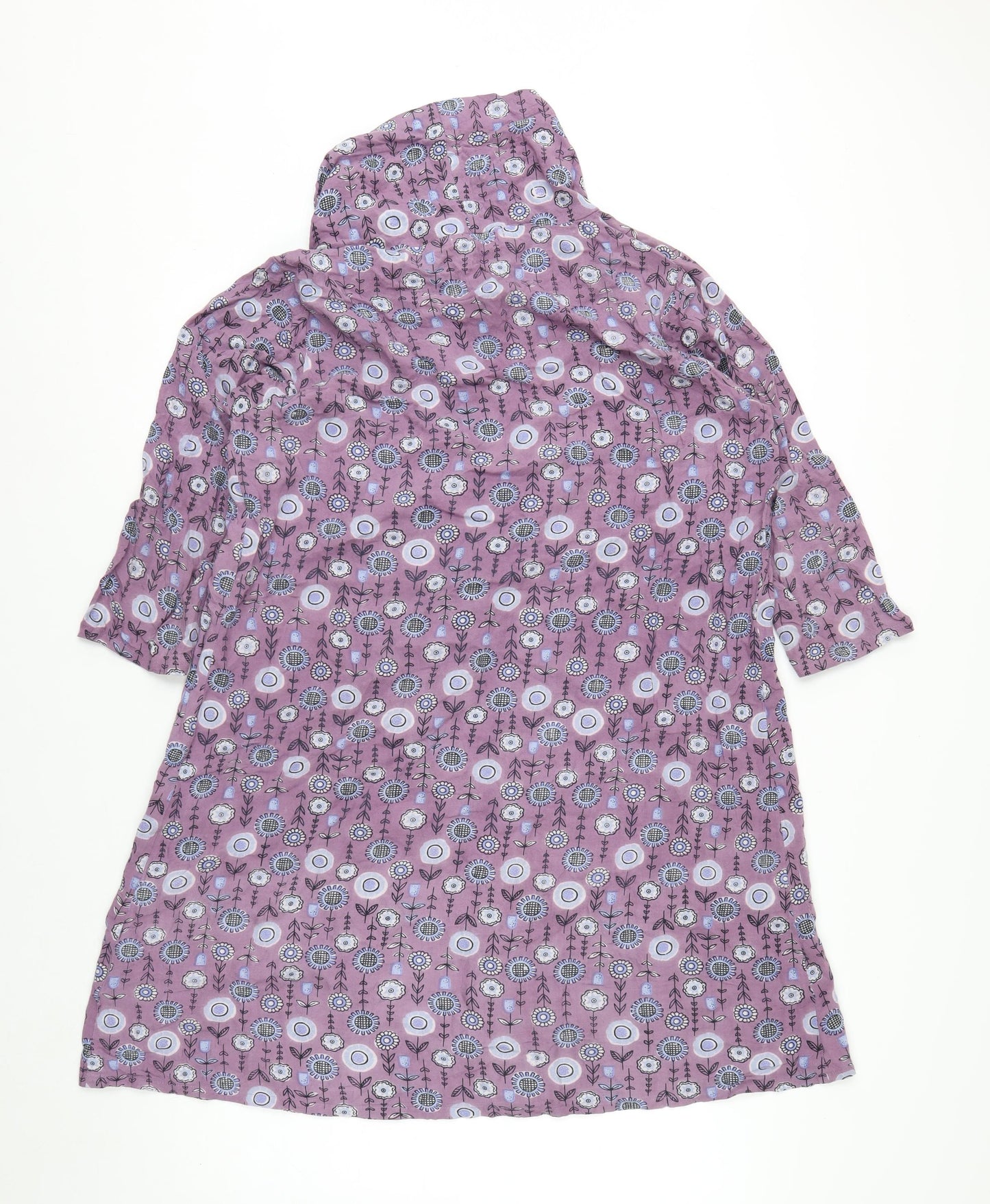 Alice Collins Women Purple Floral Viscose A-Line Knee Dress Size 16