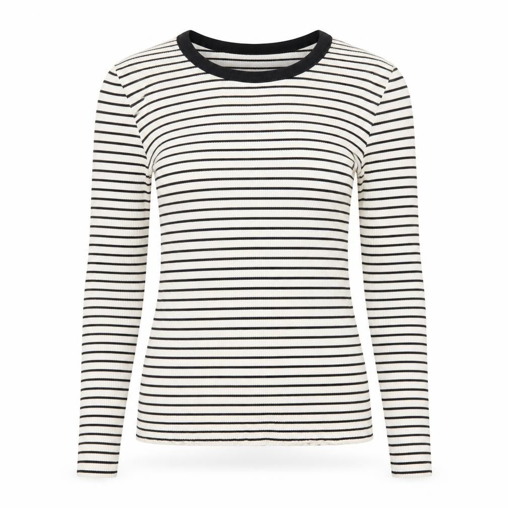 Oliver Bonas Women’s White Black Striped Long Sleeve Cotton Top Size 10