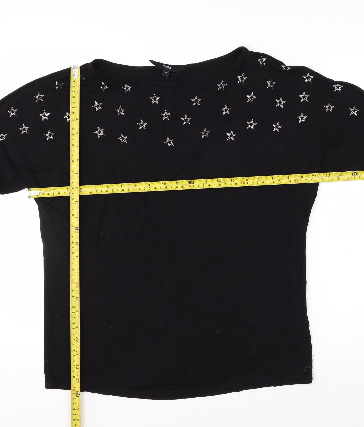 Next Women's Black Star Embroidered Long Sleeve T-Shirt Size 12