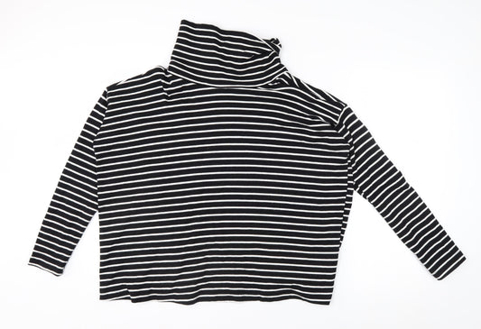 Apricot Women’s Black Stripe Roll Neck Long Sleeve Pullover Jumper Size 18