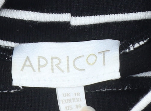 Apricot Women’s Black Stripe Roll Neck Long Sleeve Pullover Jumper Size 18