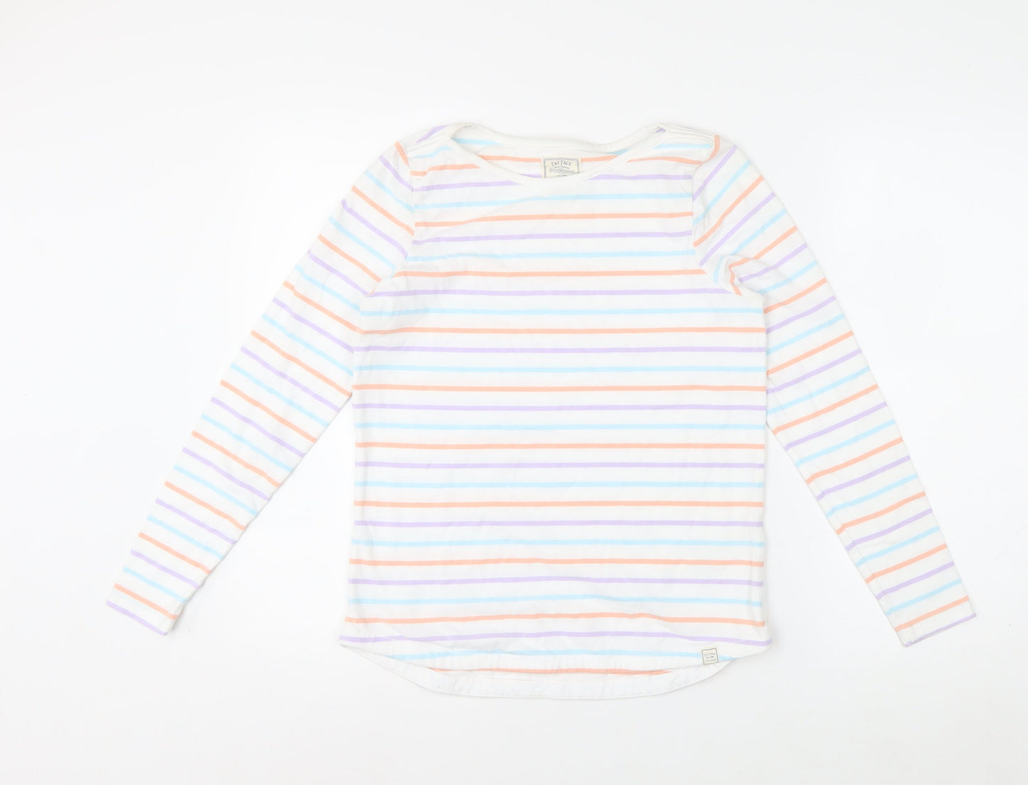 Fat Face Women's Multicoloured Striped Long Sleeve Cotton T-Shirt Size 6