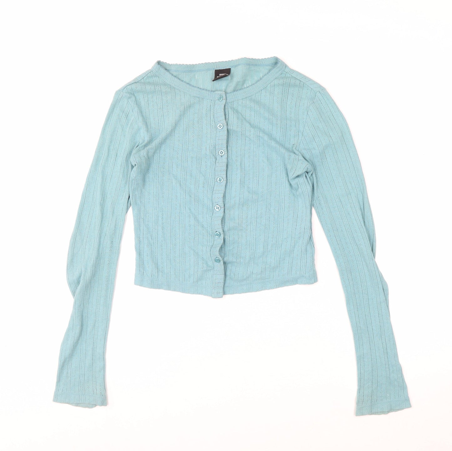 Urban Outfitters Women Blue XS Cropped Button-Up Long Sleeve Top
