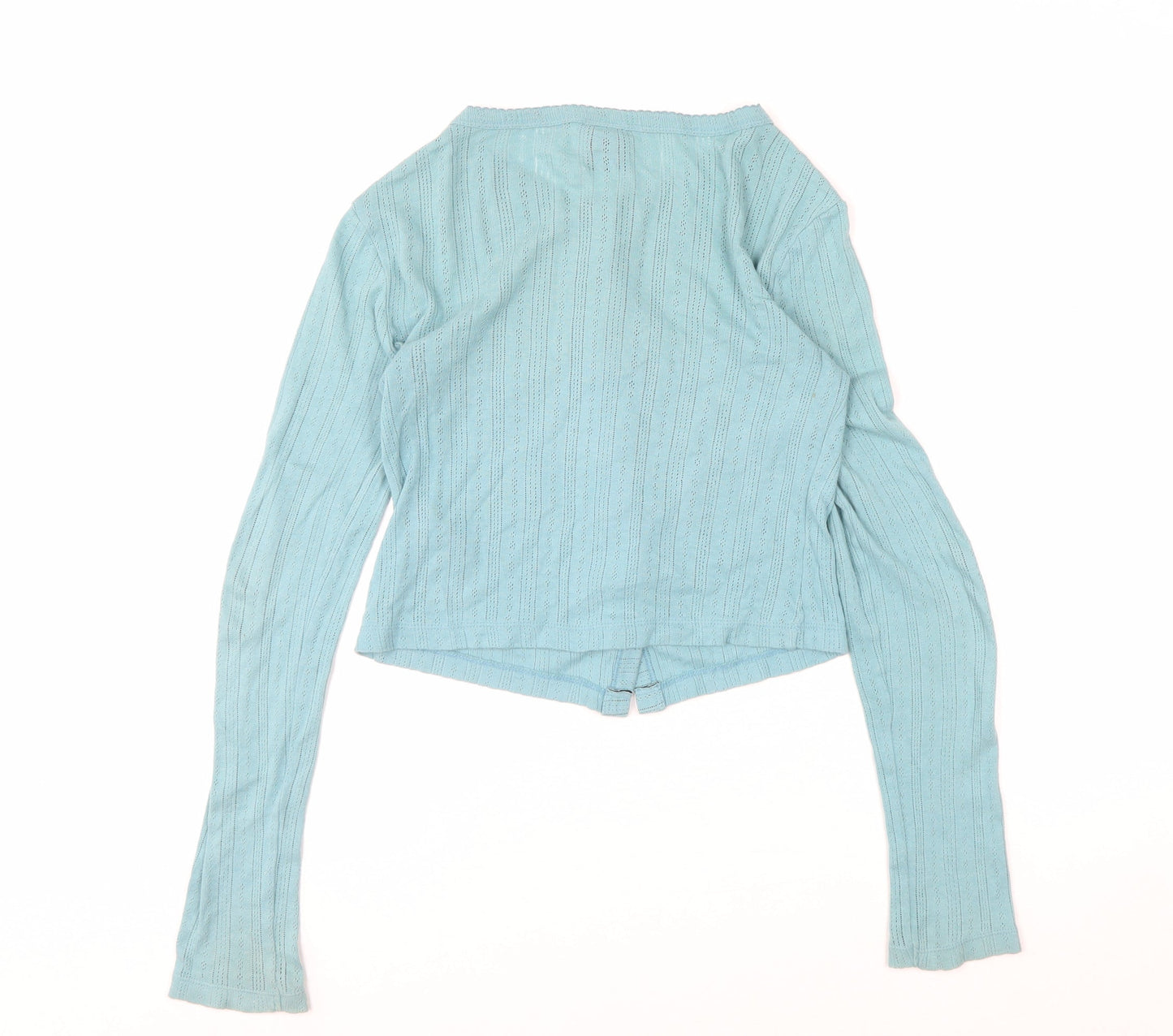 Urban Outfitters Women Blue XS Cropped Button-Up Long Sleeve Top