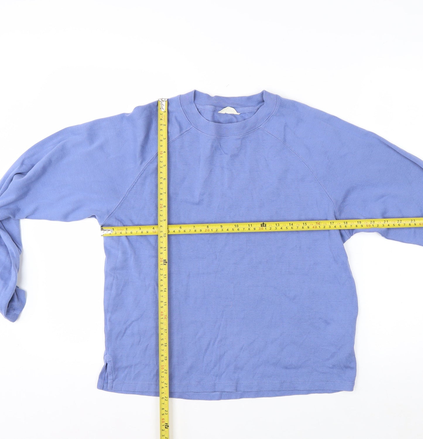 Hush Women's Blue Cotton Long Sleeve Crew Neck T-Shirt XS