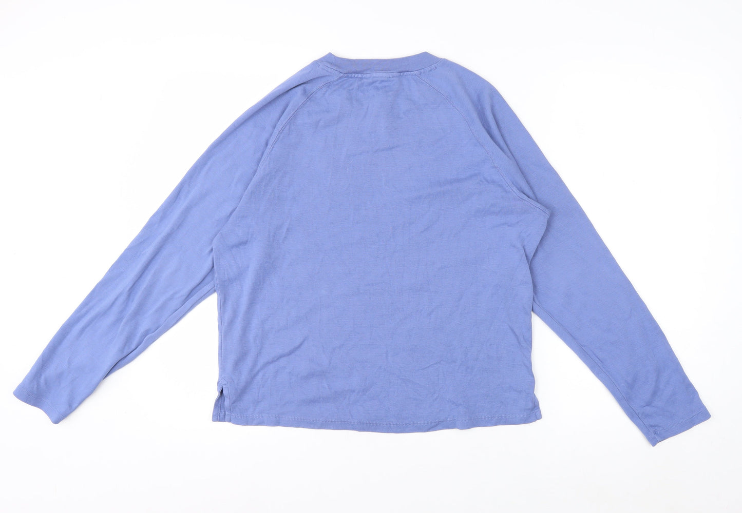 Hush Women's Blue Cotton Long Sleeve Crew Neck T-Shirt XS