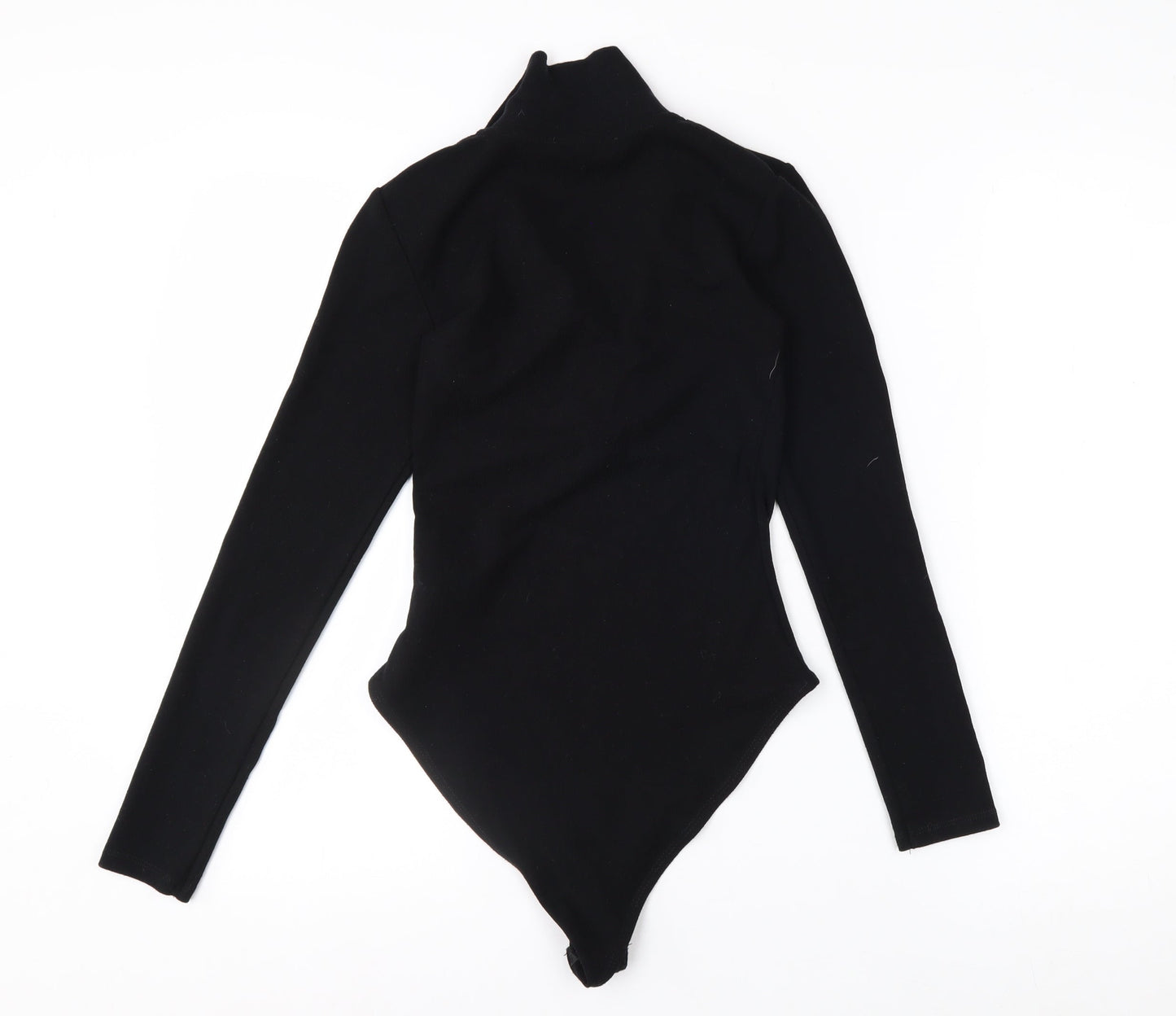 Zara Women Black Collared Long Sleeve Bodysuit Top Size S