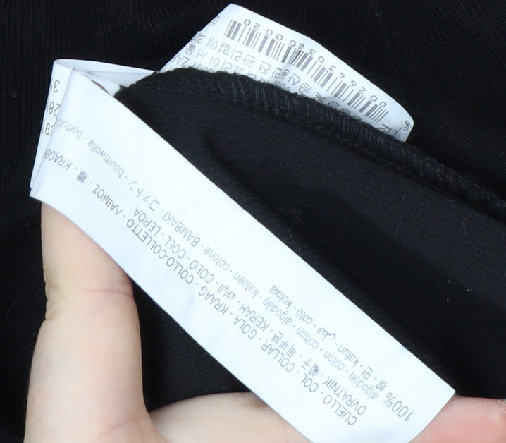 Zara Women Black Collared Long Sleeve Bodysuit Top Size S