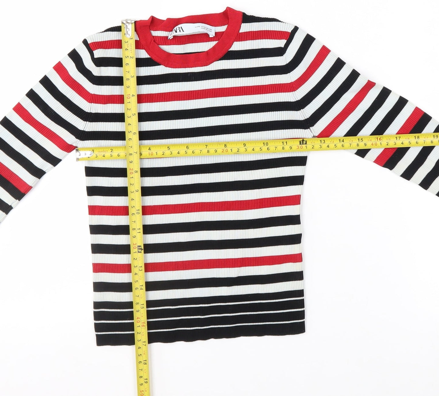 Zara Women Multicoloured Striped Knit Long Sleeve Top Size S