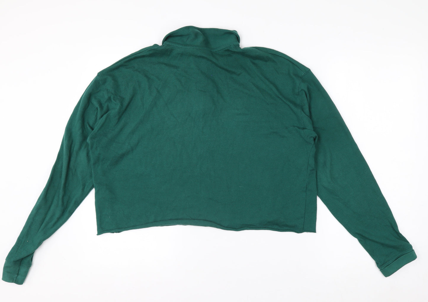 Topshop Women’s Green Cropped Long Sleeve Polo Shirt Size 12