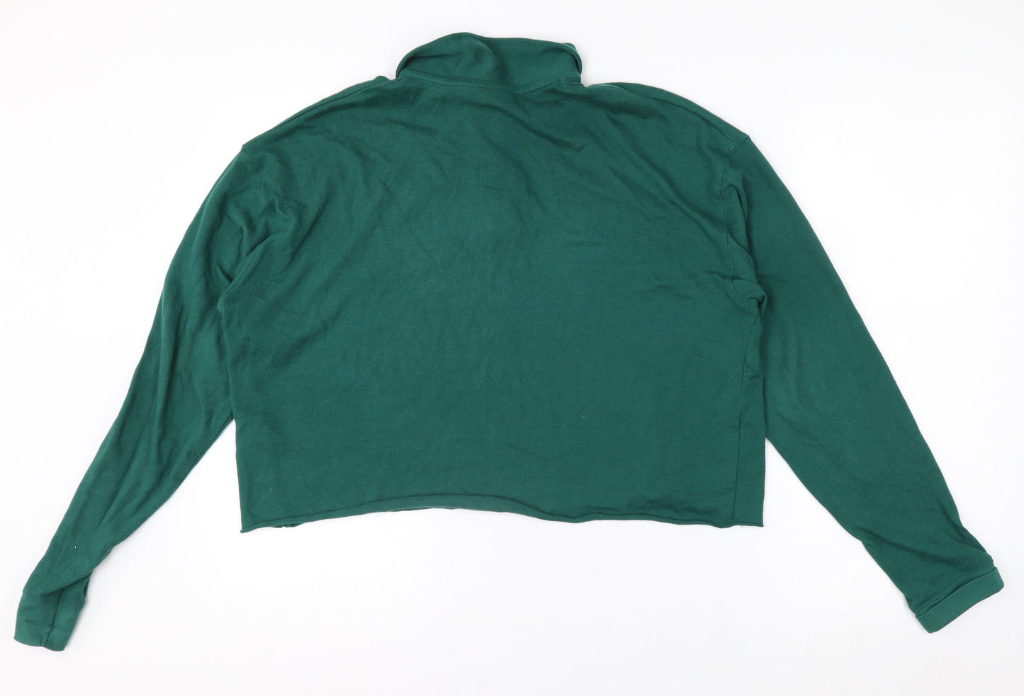 Topshop Women’s Green Cropped Long Sleeve Polo Shirt Size 12
