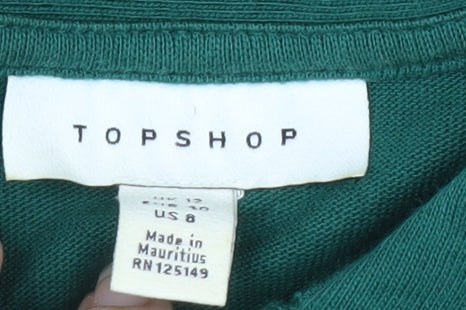 Topshop Women’s Green Cropped Long Sleeve Polo Shirt Size 12