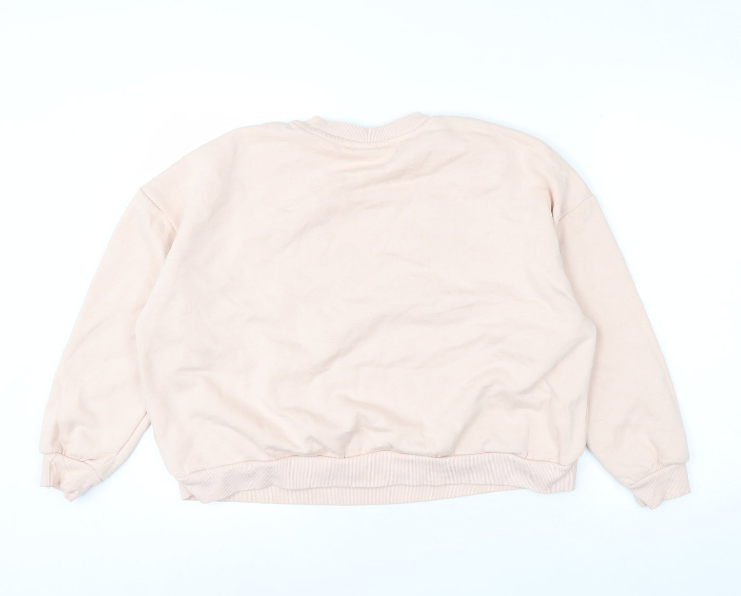 Disney Women Beige Minnie Mouse Crew Neck Pullover Sweatshirt Size 12/14