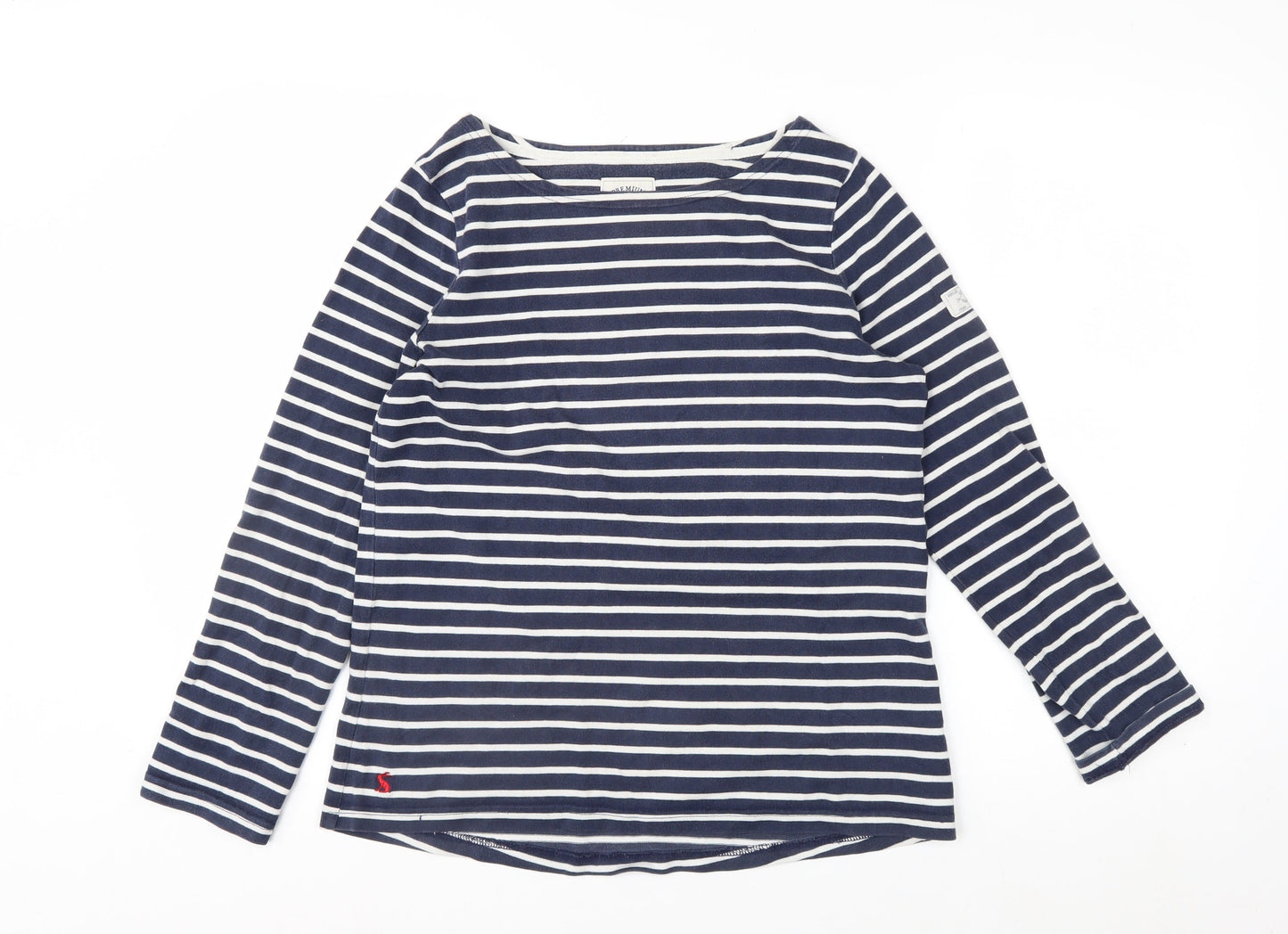 Joules Women Blue Striped Long Sleeve Cotton Nautical Top Size 12