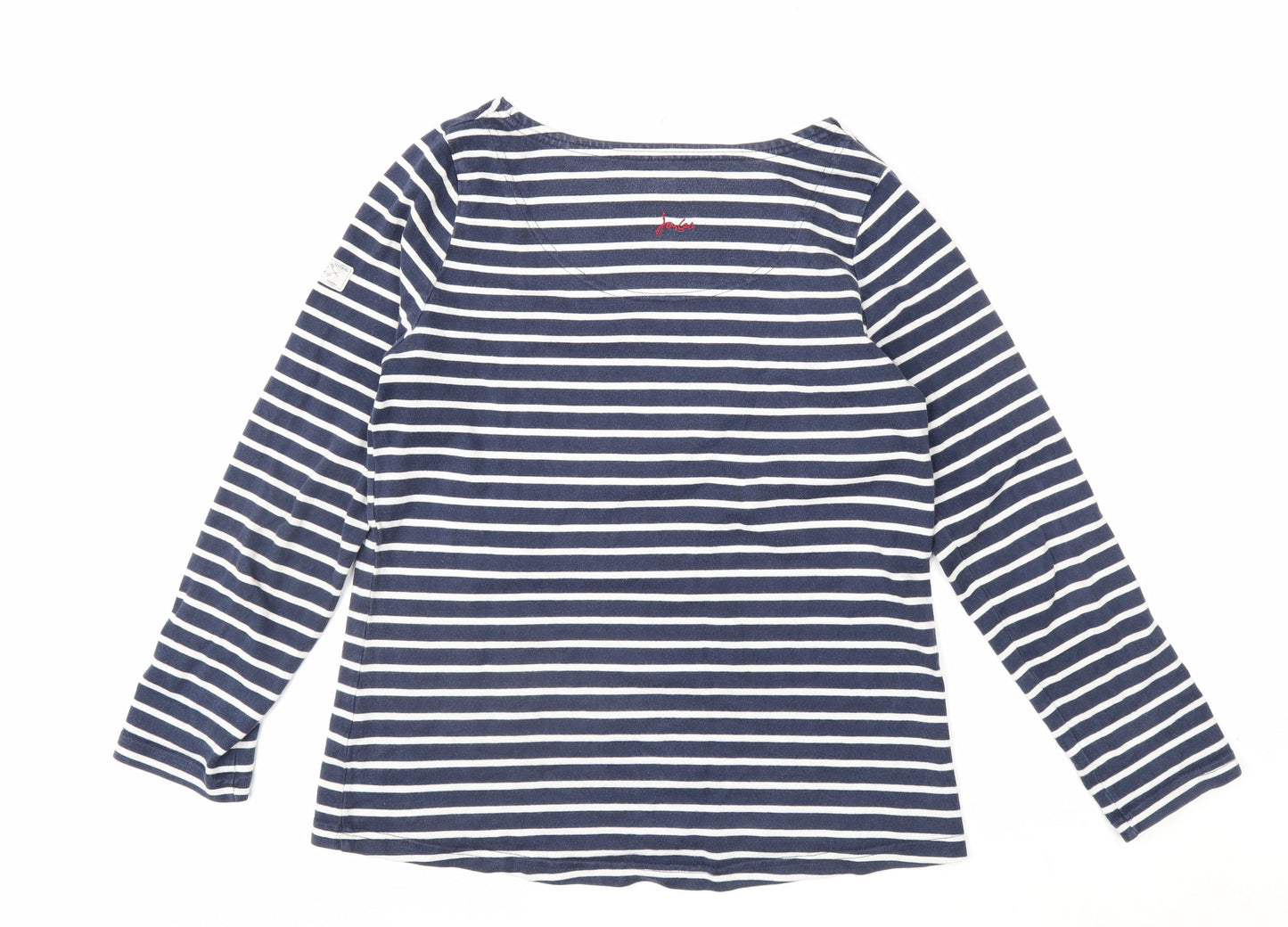 Joules Women Blue Striped Long Sleeve Cotton Nautical Top Size 12