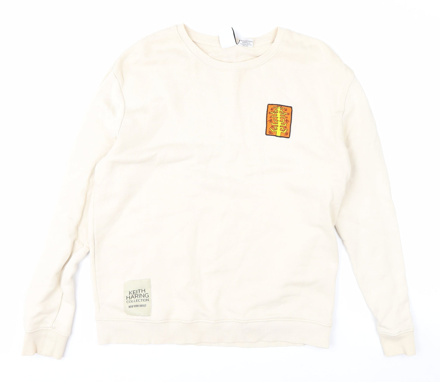 Zara Men Beige Keith Haring Crew Neck Art Sweatshirt L