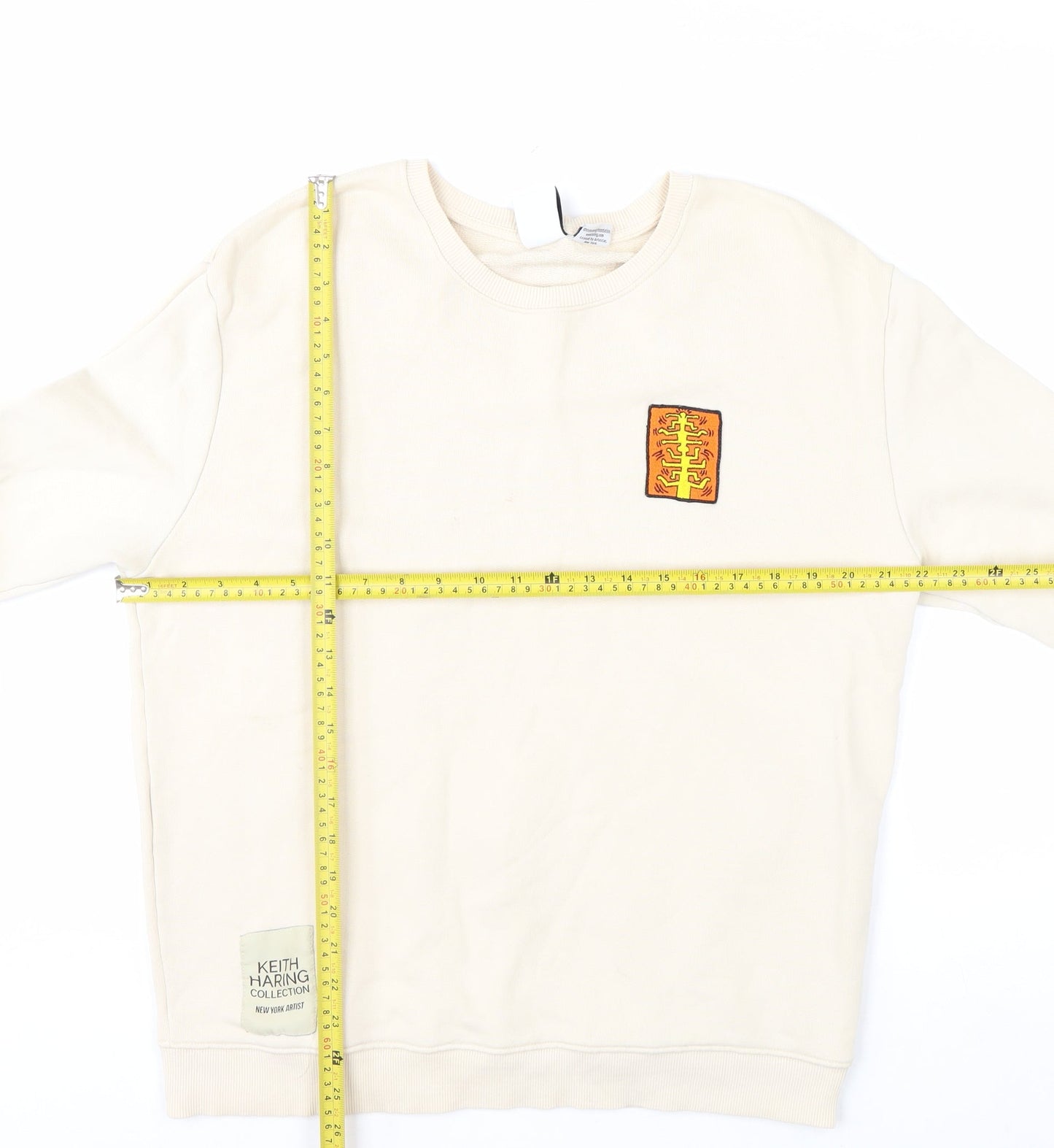 Zara Men Beige Keith Haring Crew Neck Art Sweatshirt L