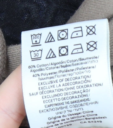 Scotch & Soda Men's Beige Pullover Hoodie S Graphic Logo Fleece
