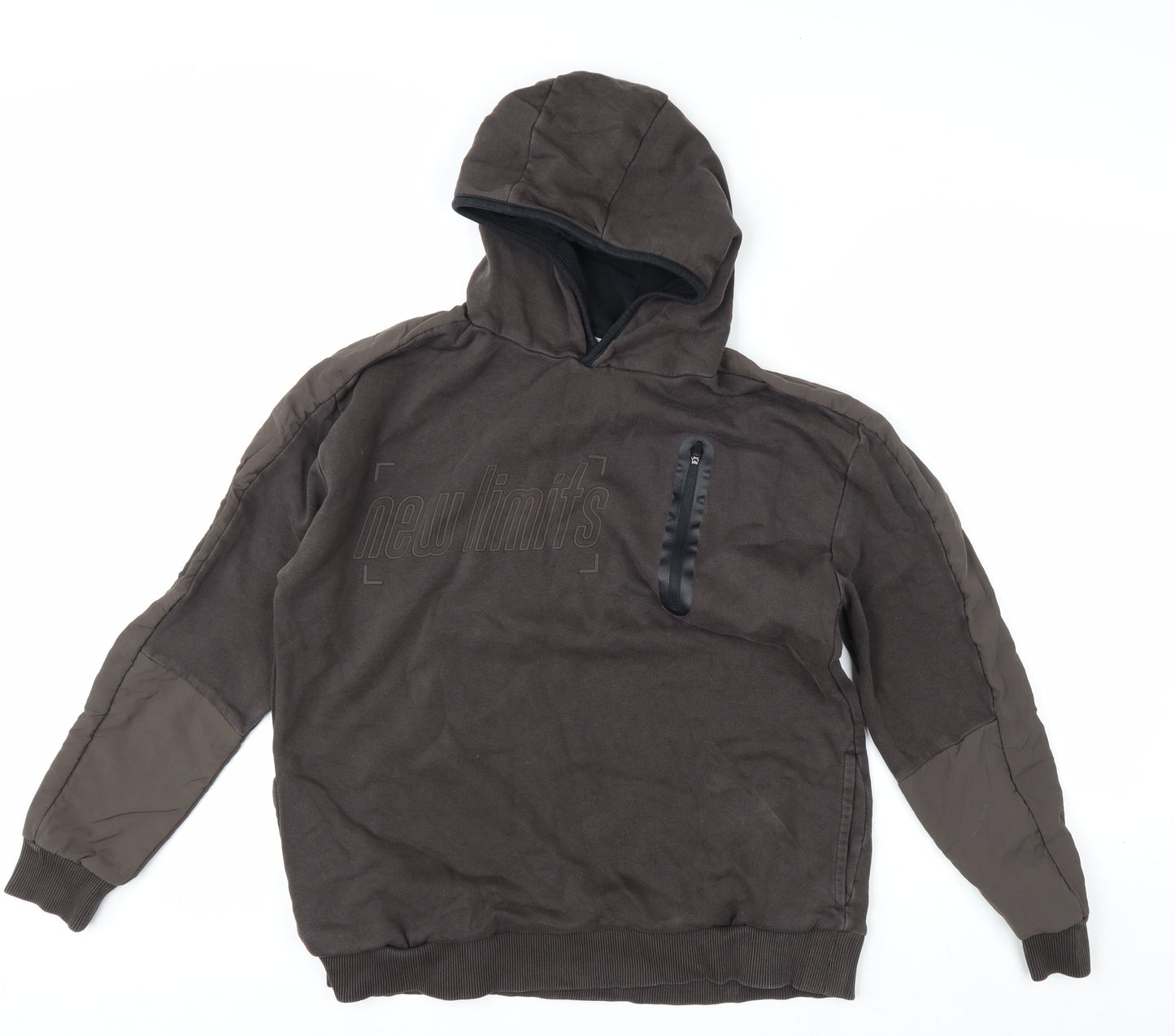 C&A Boys Brown Pullover Hoodie 14 Years Cotton Blend New Limits Design