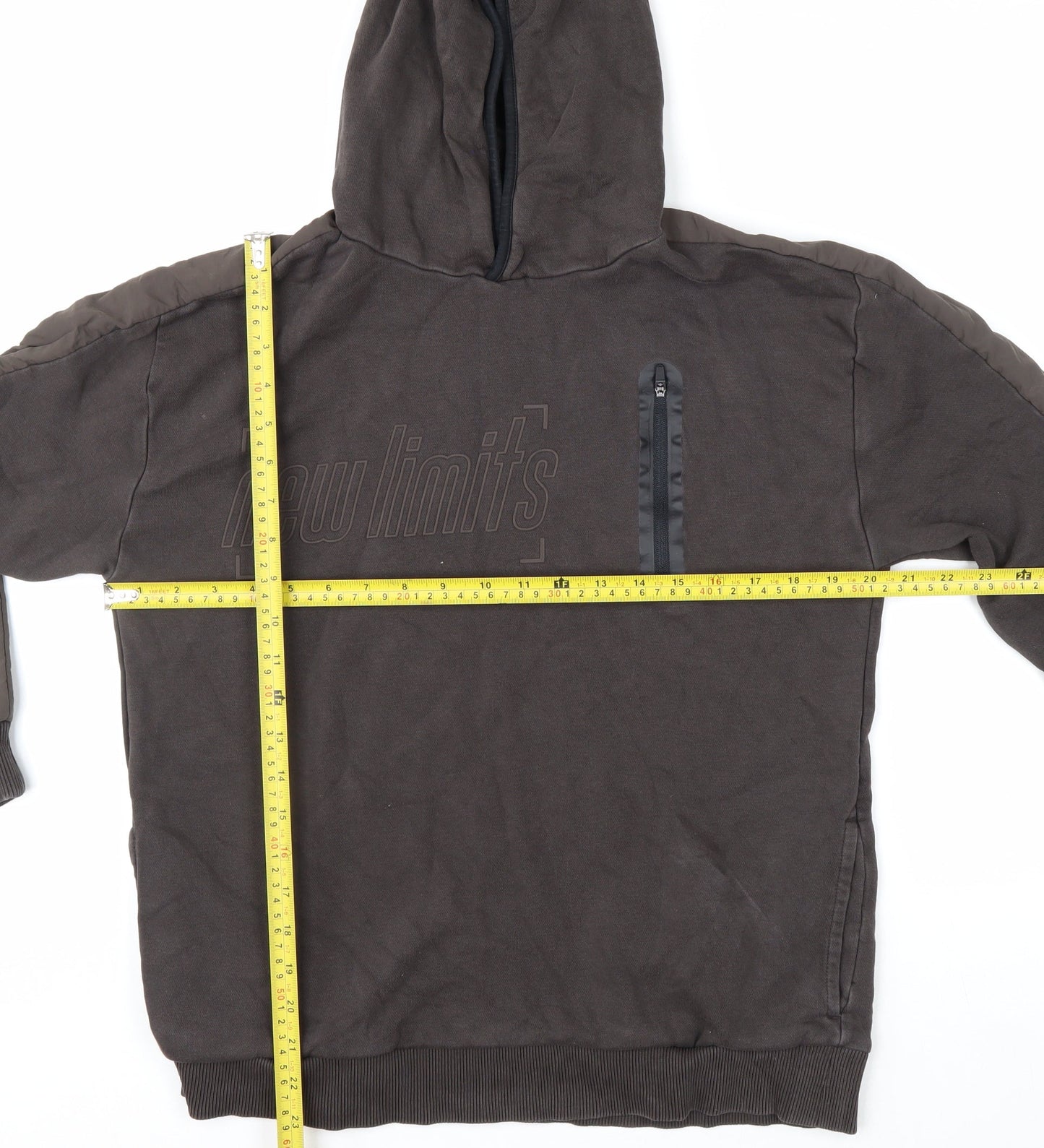 C&A Boys Brown Pullover Hoodie 14 Years Cotton Blend New Limits Design