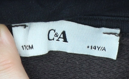C&A Boys Brown Pullover Hoodie 14 Years Cotton Blend New Limits Design