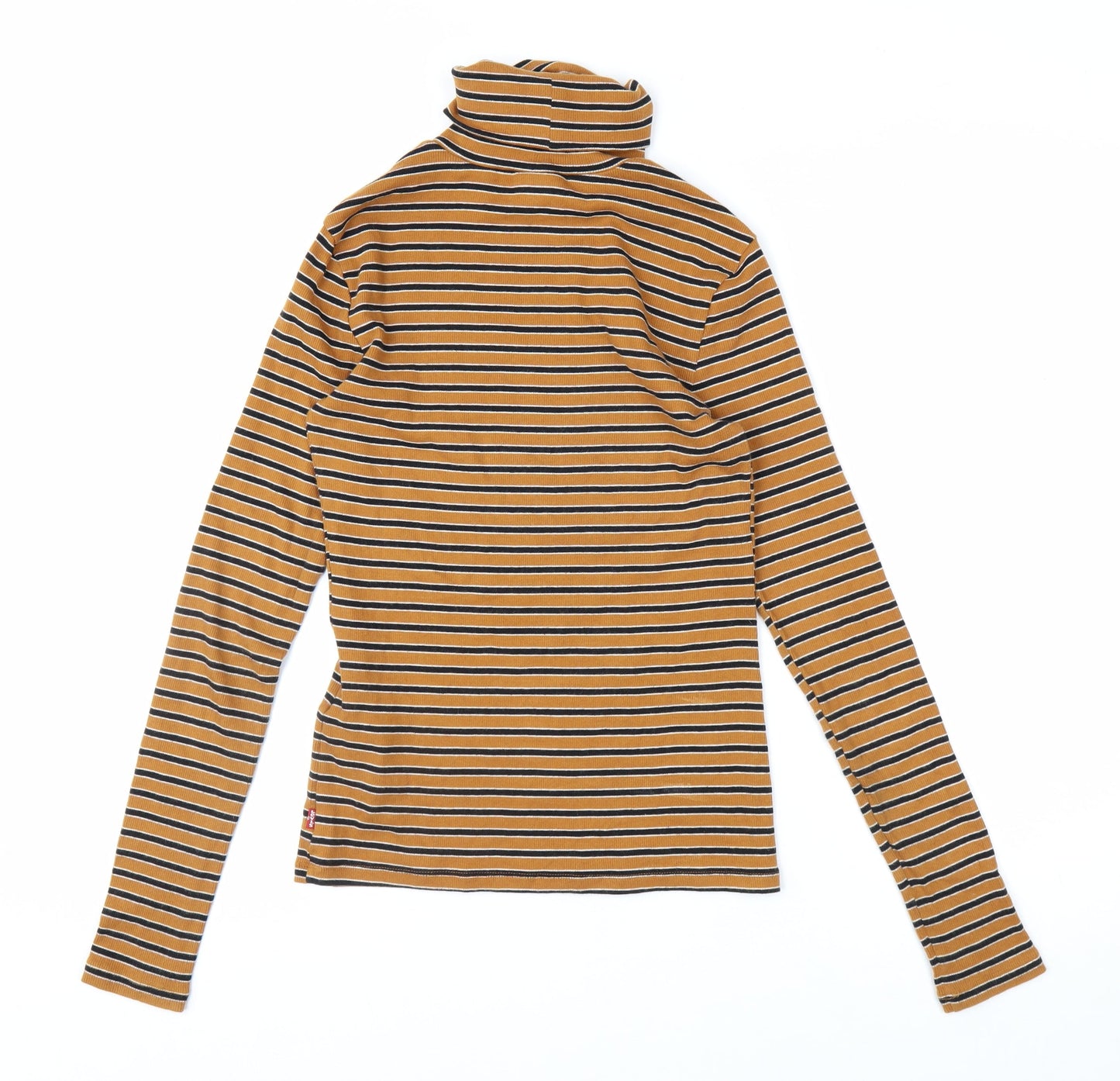 Levi's Women's Brown Striped Roll Neck Long Sleeve Top XS