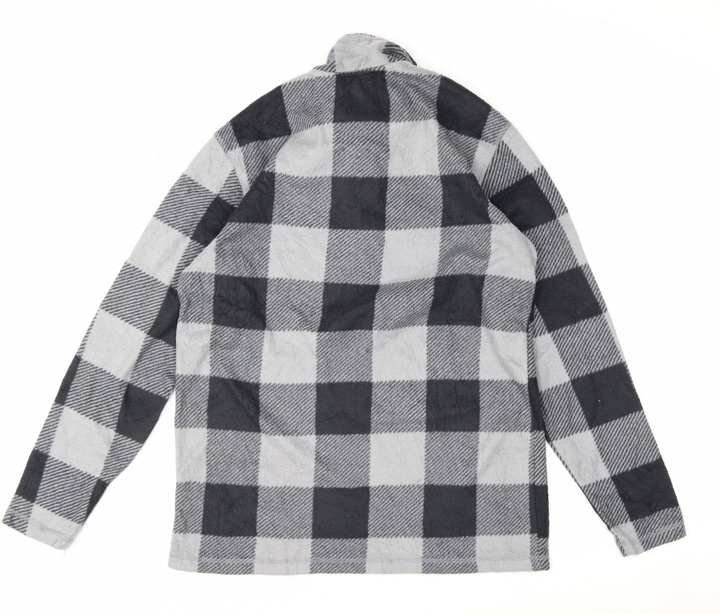 Chaps Men's Grey Check Fleece 1/4 Zip Pullover Sweatshirt M