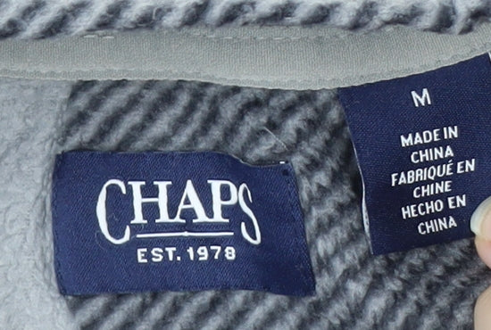 Chaps Men's Grey Check Fleece 1/4 Zip Pullover Sweatshirt M
