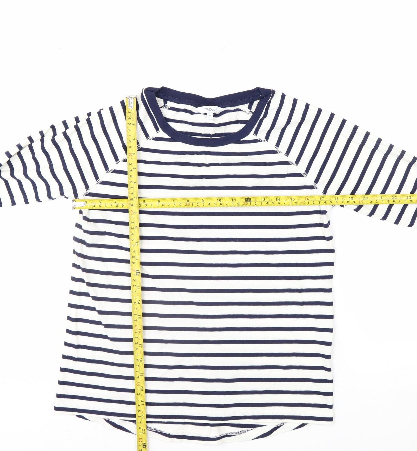 Next Women's Blue Striped Long Sleeve Cotton T-Shirt Size 8