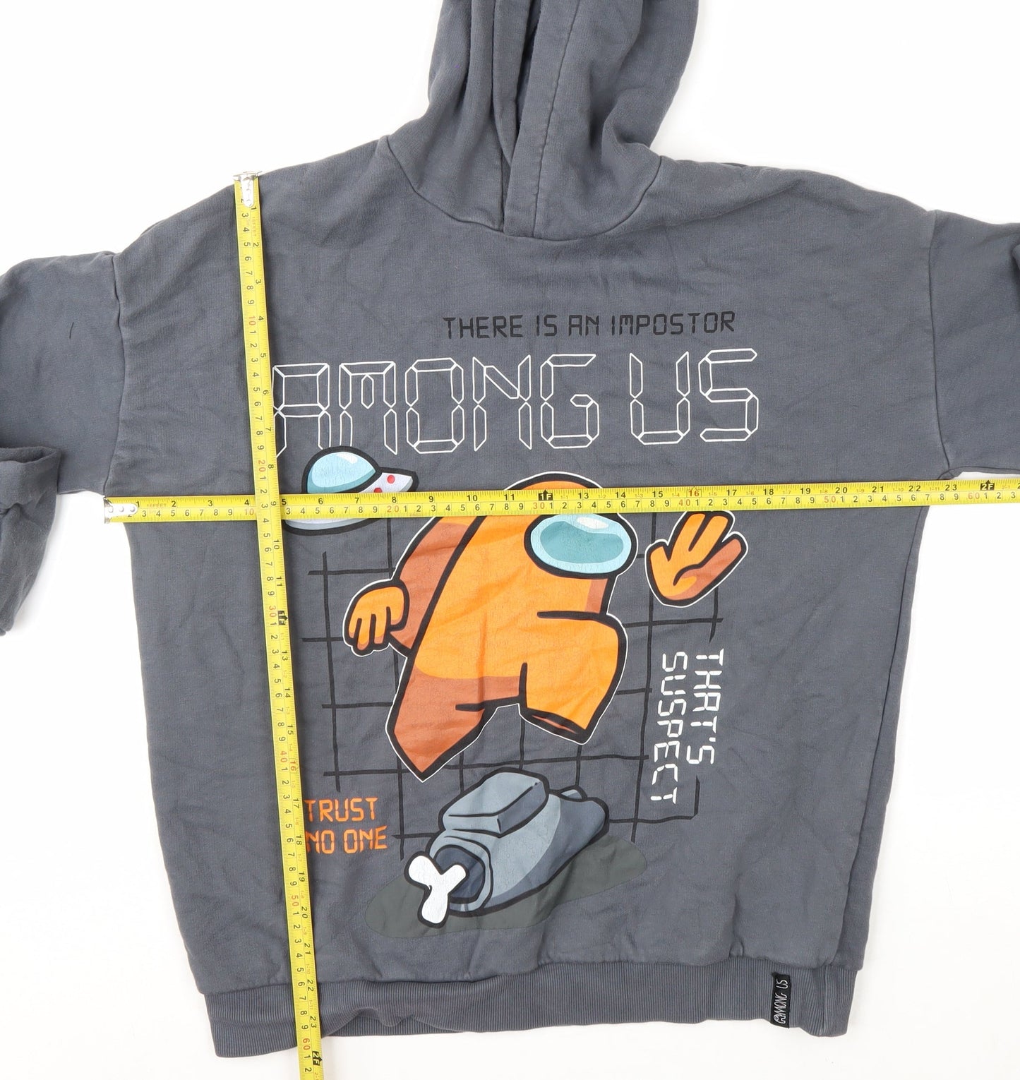 Marks and Spencer Boys Grey Among Us Pullover Hoodie 14-15 Years Cotton Blend