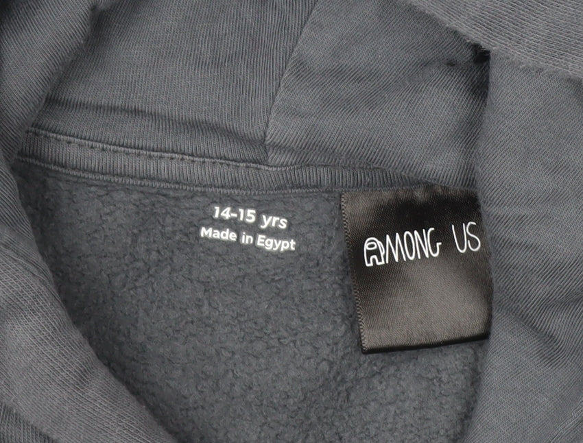 Marks and Spencer Boys Grey Among Us Pullover Hoodie 14-15 Years Cotton Blend
