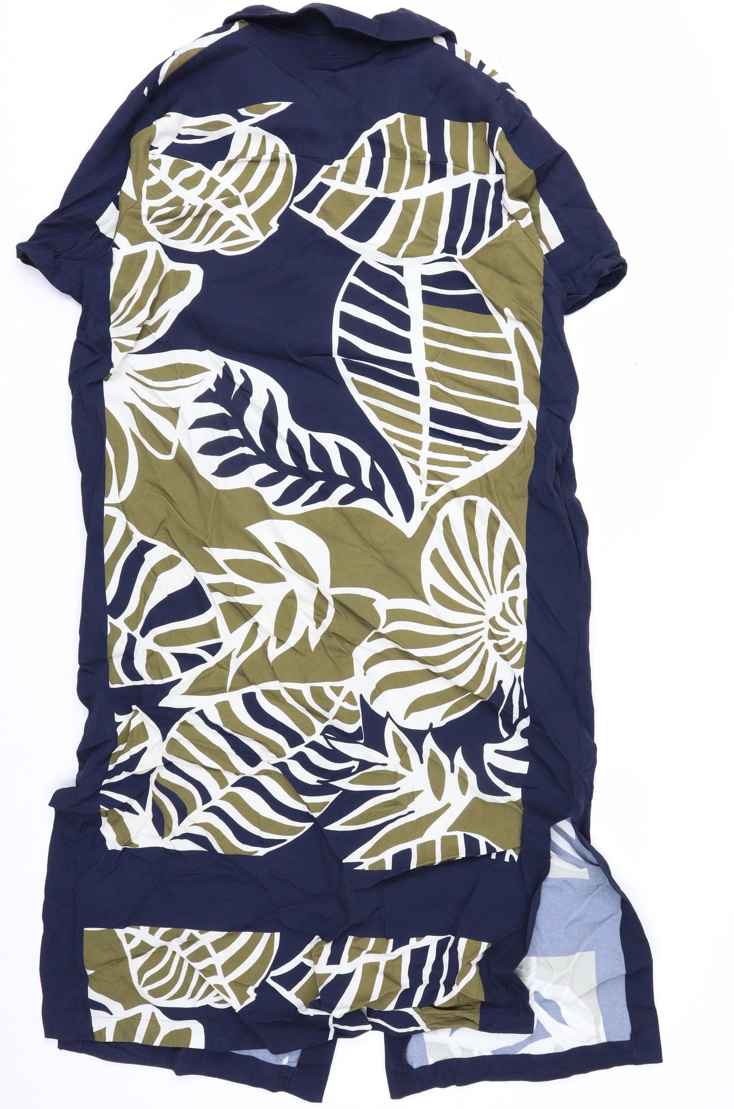 Jaeger Women’s Blue Tropical Shirt Dress Size 12 Midi Viscose