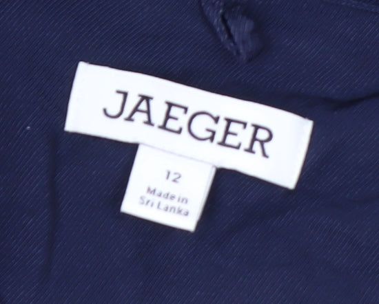 Jaeger Women’s Blue Tropical Shirt Dress Size 12 Midi Viscose