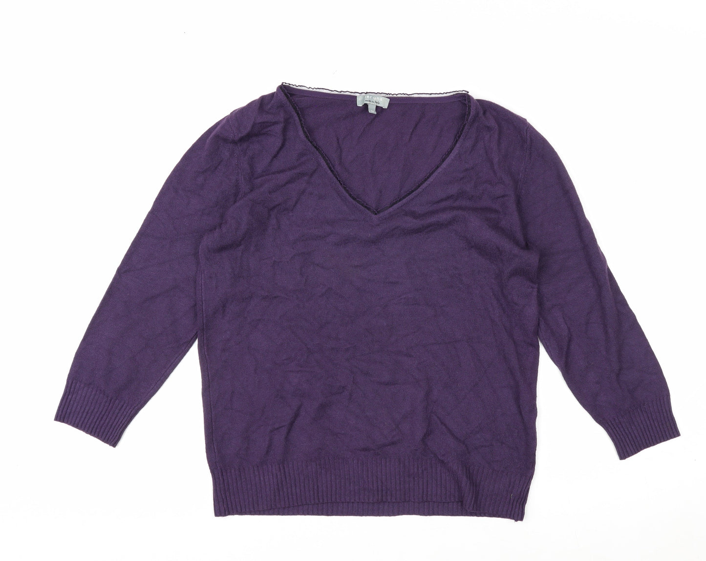 Marks and Spencer Per Una Women’s Purple V-Neck 3/4 Sleeve Knit Jumper Size 14