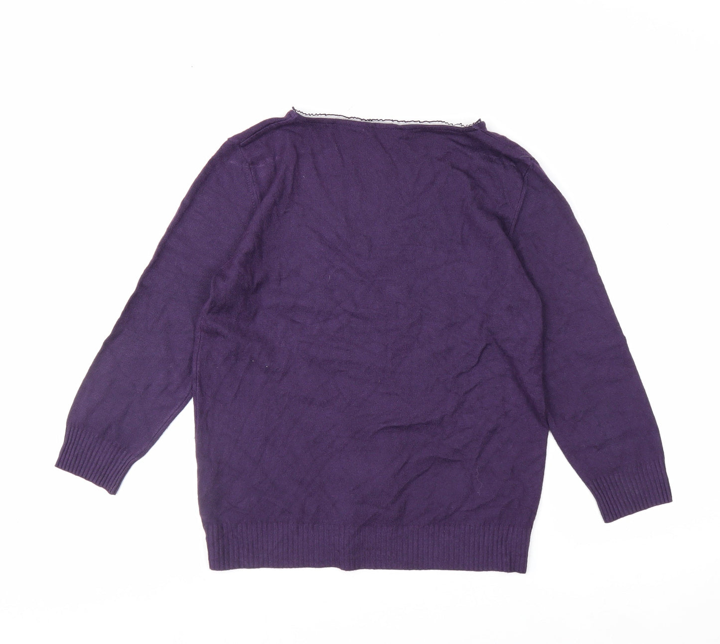 Marks and Spencer Per Una Women’s Purple V-Neck 3/4 Sleeve Knit Jumper Size 14