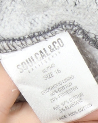 SoulCal & Co Men's Grey Full Zip Hoodie L Lace Trim 1986 Logo