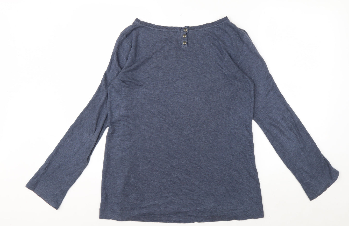 Massimo Dutti Men's Blue Long Sleeve Cotton Casual Top L
