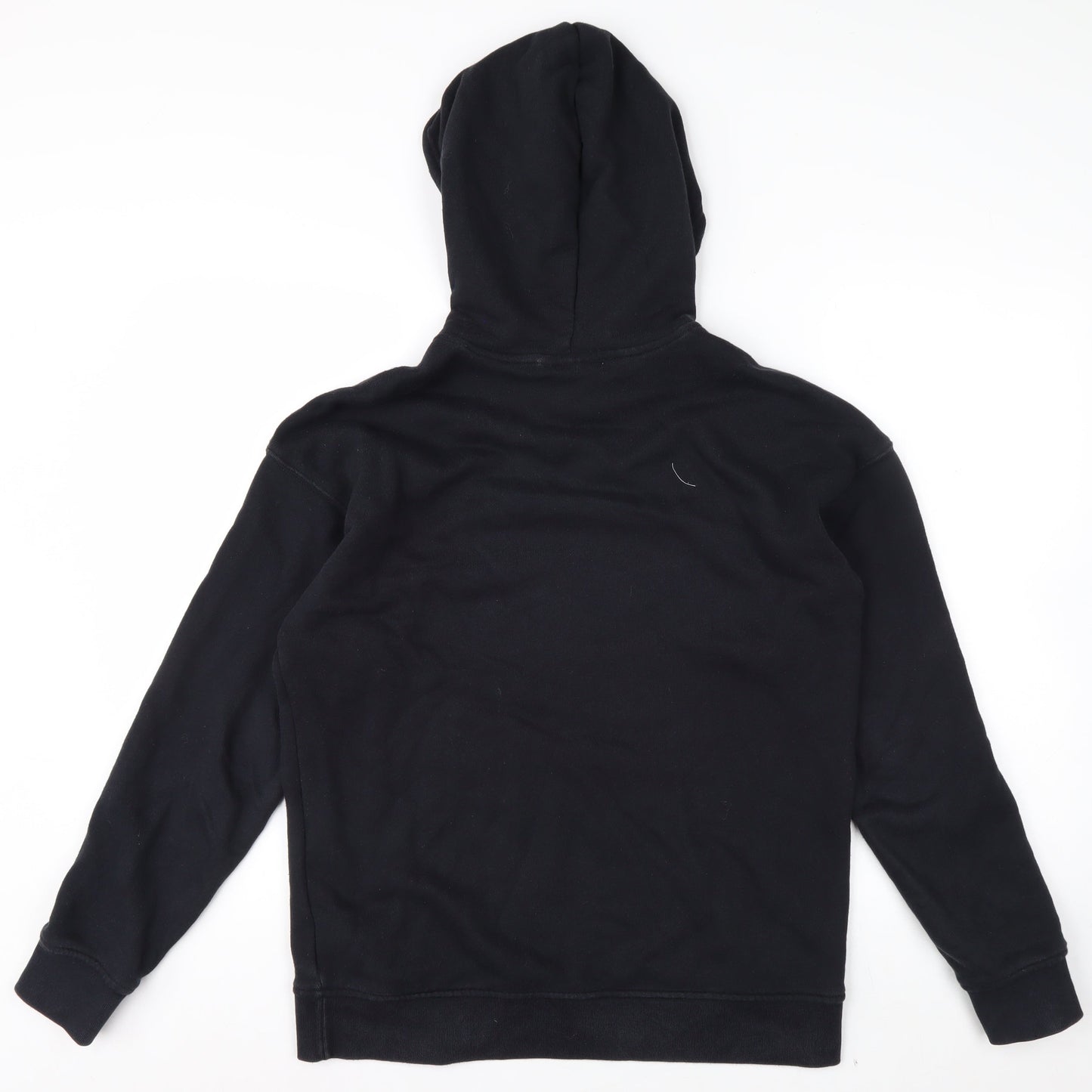 Adidas Womens Black UK 8 Pullover Hoodie Cotton Logo Hooded Sweatshirt